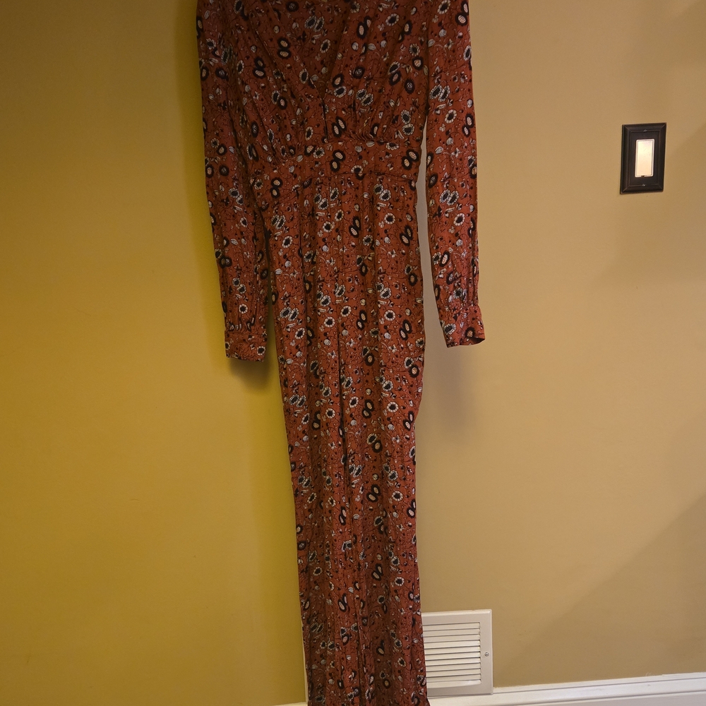 Free People Red Floral Jumpsuit